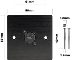 Eagle 1x USB C Socket Feedthrough Wall Plate Metal