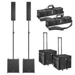 2x LD Systems CURV 500 ES Portable Array Speakers inc Padded Bag and Subwoofer Trolley