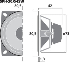 Monacor SPH-30X/4SW High-quality Hi-fi Full Range Speakers 50w