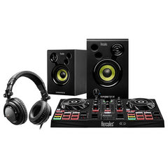 Hercules DJ Learning Kit inkl. Inpulse 200 Controller und Monitor-Lautsprechern, Disco-Studio-Setup