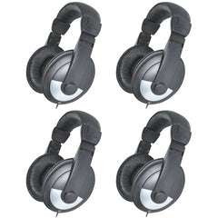 4x Pro Signal Over Ear Studio Headphones 3.5mm Jack Bundle, Black/Silver