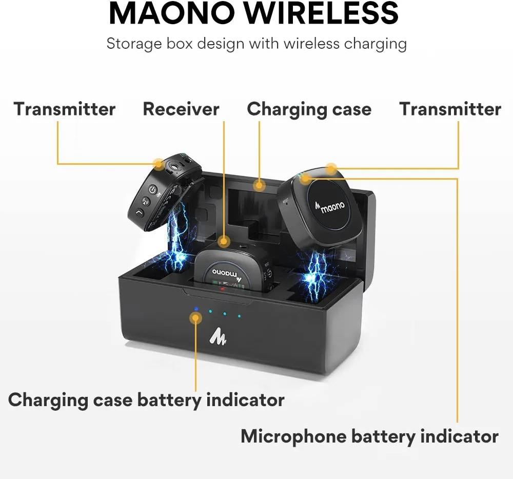 Maono AU WM821 Dual Wireless Microphone System for Podcast Streaming Zoom