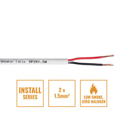 eLumen8 INSTALL LSZH 2 Core 2 x 1,5 mm2 Câble haut-parleur SP2X1,5W, tambour de 100 m blanc