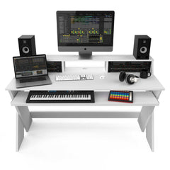 Glorious Sound Desk Pro Station de travail de studio professionnelle blanche