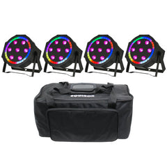 4x Equinox Eclipse LED Par Can Uplighter Lichteffekt 7x 8W RGBW Tragetasche