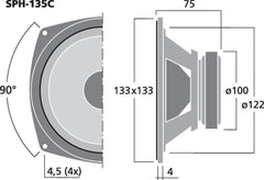 Monacor HiFi Bass-mid Range Speaker 5.25" 50W 8Ohm