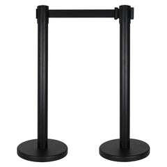 eLumen8 Retractable Barriers - Black Pole / Black Strap (Set of 2)