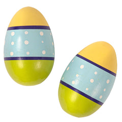 Pp Early Years Wooden Egg Shakers - Yellow/blue/green - Pair