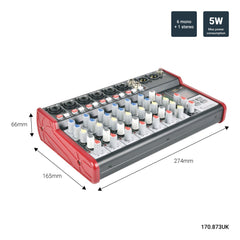 Citronic CSM-8 Table de mixage compacte Bluetooth Table de mixage Retard USB Studio Enregistrement Karaoké