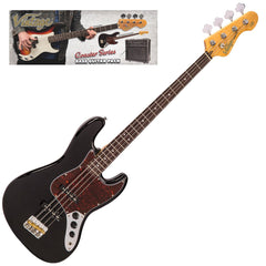 Vintage V49 Coaster Bass Guitar Pack - Gloss Black