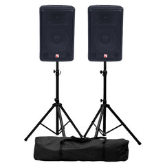 2x Intimidation PI-115 MK3 15" Two-Way Active PA Speaker 800w Inc stands