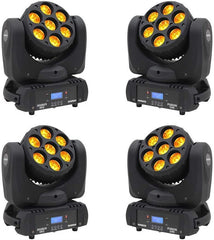 4x Equinox Fusion 140 Moving Head Wash 7 x 18W RGBWAUV inkl. Flightcase