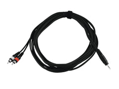 Câble adaptateur Omnitronic 3.5 Jack/2Xrca 6M Bk