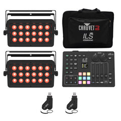 2x Chauvet DJ SlimBANK Q18 ILS 18x4W LED Washlights with Command Controller and D-FI DMX Transceivers