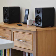 AV:Link Active Bluetooth Bookshelf Speakers HiFi Sound System Black