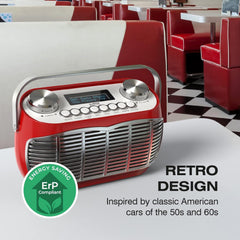 Detroit DAB Radio Retro DAB+ FM Radio Red *B-Stock