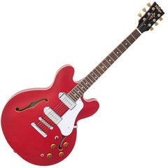 Vintage Semi-acoustic Guitar - Chrome Soapbar - Cherry Red