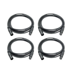 4x Roar 10M DMX Cable XLR Female - XLR Male Black 110 Ohm 1000cm