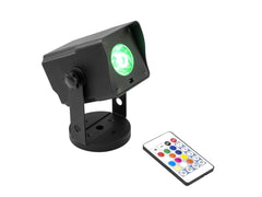 Eurolite Pinspot alimenté par batterie 15 W RGBW LED QuickDMX Frost Filtre et télécommande IR