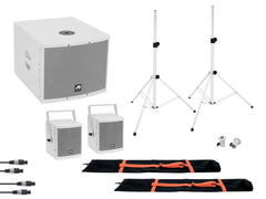 Omnitronic Set Molly 2.1 Active System Sub + 2X Top + Accessoires, Blanc