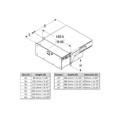 Tiroir rackable 2U de qualité tournée Penn Elcom (R2293/2UK)