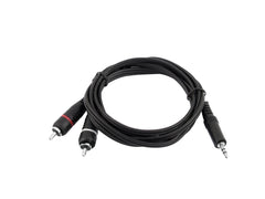 Câble adaptateur Omnitronic Jack 3,5 mm vers Phono RCA 1,5 M Noir