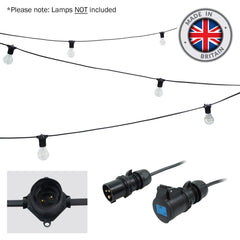 PCE 50m BC Festoon, 1m Spacing with 16A Plug and Socket