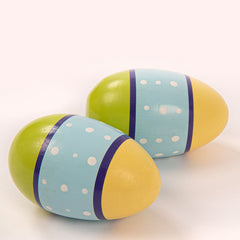 Pp Early Years Wooden Egg Shakers - Yellow/blue/green - Pair