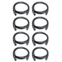 8x Roar 1M DMX Cable XLR Female - XLR Male Black 110 Ohm 100cm DJ Stage Lighting