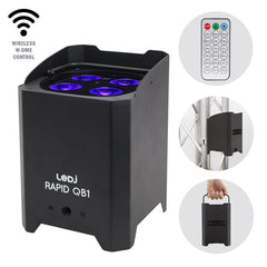 LEDJ Rapid QB1 Hex IP LED Uplighter IP54 Batterie Éclairage extérieur LED sans fil