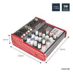 Citronic CSM-4 Table de mixage compacte 4 canaux Bluetooth USB Digital FX Table de mixage Studio Karaoké