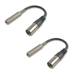 2x Pro Signal 2 Pin XLR Plug to 6.35mm (1/4") Mono Jack Socket Adaptor Lead