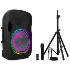 Audibax Party 12 Lautsprecher Bluetooth 500 W 12 Zoll inkl. Ständer und Mikrofon