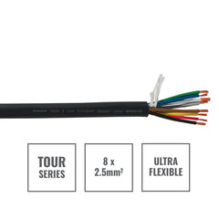 eLumen8 TOUR 8 Core 8 x 2.5mm Speaker Cable SP8X2.5B 100m Drum Black