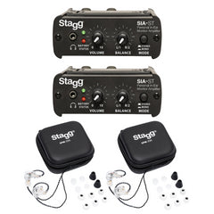 2x Stagg SIA-ST Wired IN-Ear Monitor Amplifier & 2x SPM-235 IEM Earphones