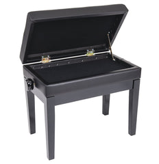 Kinsman Deluxe Adjustable Piano Bench - With Storage - Satin Black