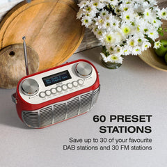 Detroit DAB Radio Retro DAB+ FM Radio Red *B-Stock