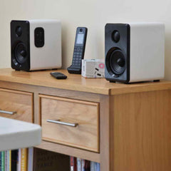 AV:Link Aktive Bluetooth-Regallautsprecher HiFi-Soundsystem Weiß