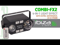 2x Ibiza Light Combi-FX2 Multi Effet Disco Lumière DJ Éclairage Stroboscope UV Astro Effet Eau